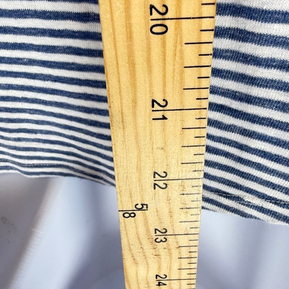J McLaughlin Shirt L Navy Stripe Linen Cotton 3/4 Sleeve Button Coastal Preppy - Picture 4 of 10